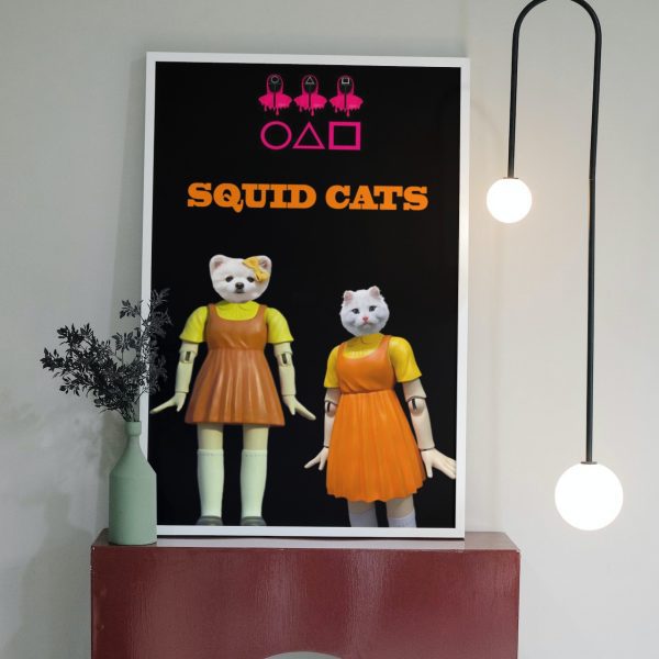 Squid cats on portrait