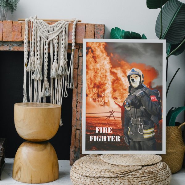 personalized firefighter dog canvas